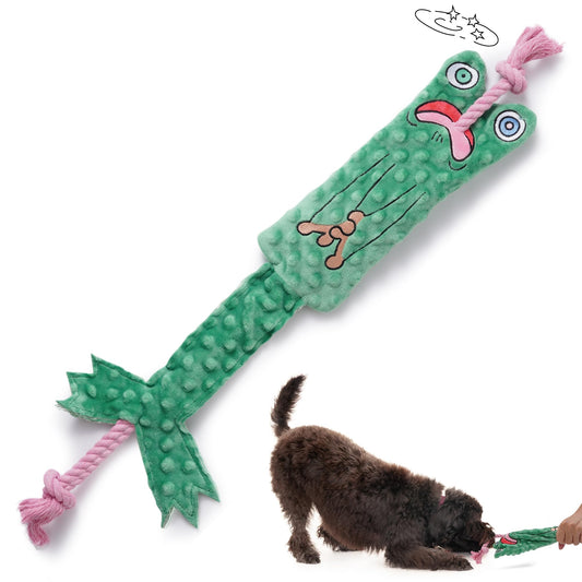 No Stuffing Frog Tug of War Dog Squeaky Toy - Durable Dog Rope Toy | Small Puppy Toys | Interactive Dog Toys for Small Medium Dogs Puppy Toys to Keep Them Busy
