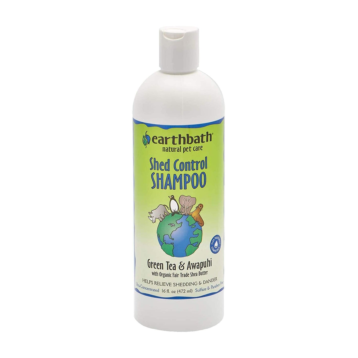 Earthbath Green Tea & Awapuhi Shed Control Dog Shampoo - Cruelty Free Dog Shampoo Helps Relieve Shedding & Dander Gentle Dog Wash Made in USA Dog Bathing Supplies - 16 Oz (1 Pack)