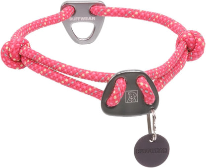 Ruffwear Knot-a-Collar Climbing Rope Dog Collar for Everyday Use Pink 20"-26"