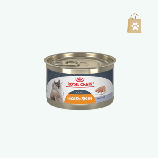 Royal Canin Feline Care Nutrition Hair & Skin Care Loaf in Sauce Canned Cat Food 5.1 oz can (24-count)