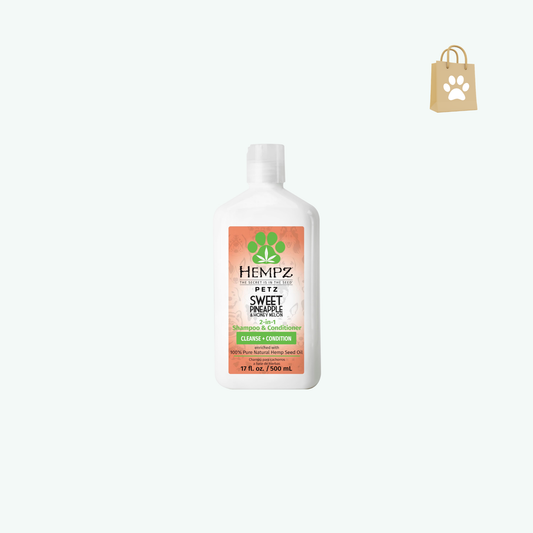 Hempz Petz Dog Shampoo & Conditioner Sweet Pineapple Honey Melon 2-in-1 Shampoo and Conditioner Cleans Conditions & Moisturizes 17 fl. Oz