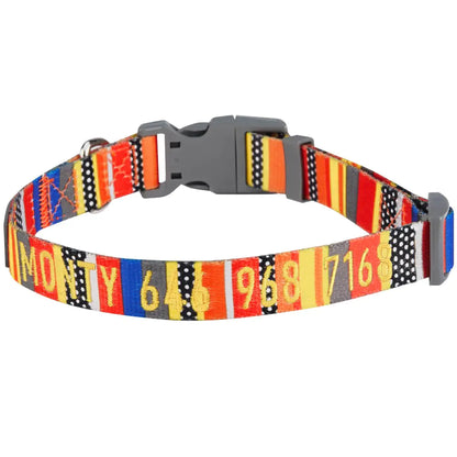 Blueberry Pet Essentials Personalized Dog Collar Nautical Flags Design Small Adjustable Customized ID Collars for Small Dogs Embroidered with Pet Name & Phone Number