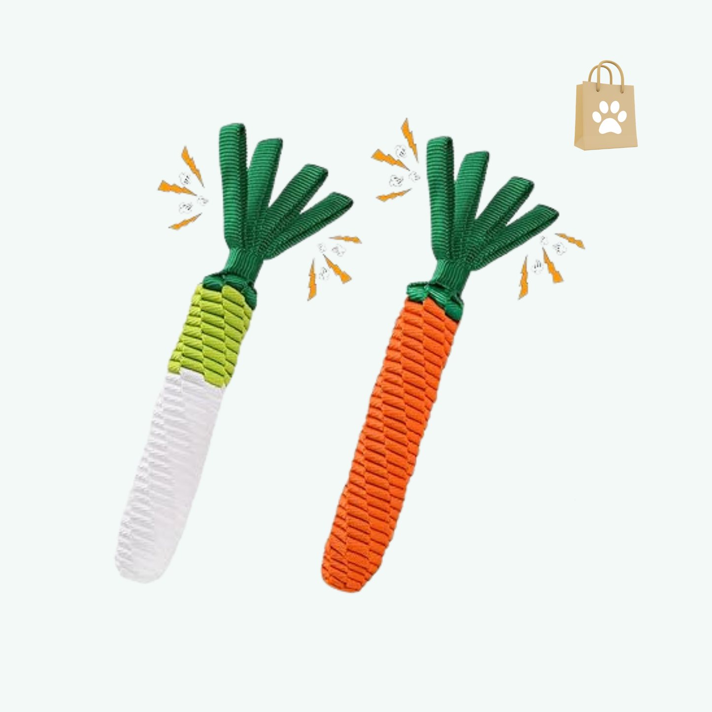 LIFLIX 2PCS Dog Rope Toy Tug of War Dog Toy Cute Carrot Dog Toy with Crinkle Paper Tags