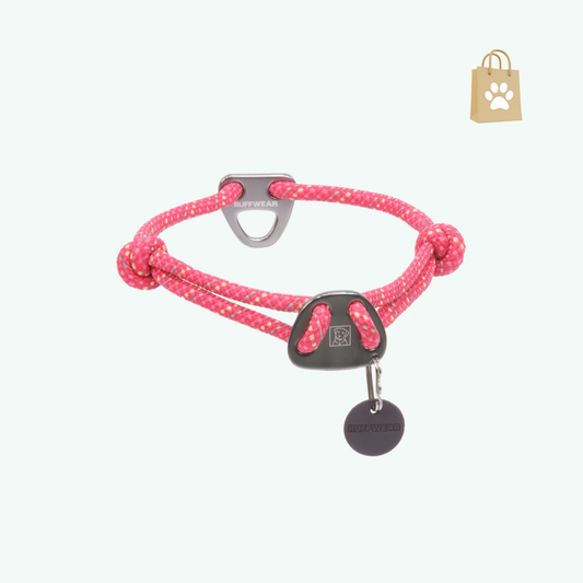Ruffwear Knot-a-Collar Climbing Rope Dog Collar for Everyday Use Pink 20"-26"