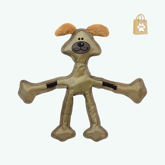 Multipet Skele Dog Rope Toy - Nylon Tug of War Dog Toy - Squeaky Dog Toy for All Dogs - Animal Dog Toy for Playing Toss & Fetch - Cute Dog Pet Toy (15" Tan)
