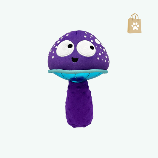 Huxley & Kent for Dogs | Mellow Mushroom (Large) | Funny Dog Toy | Power Plush Dog Toy with Squeaker | Dog Gift | Fun Durable | H&K Squeaky Dog Toy