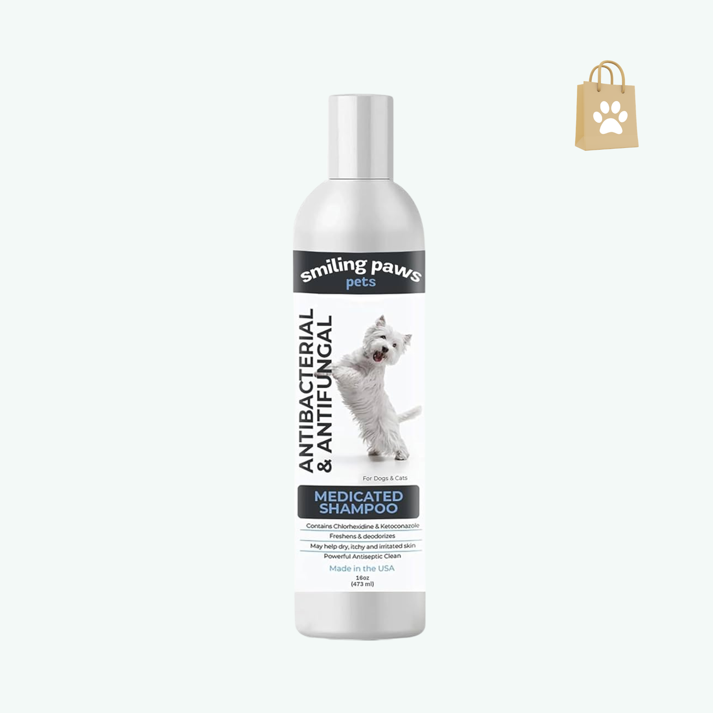 Smiling Paws Pet Medicated Shampoo for Dogs & Cats - Dog Shampoo for Smelly Dogs - Passionfruit Scent (16oz)