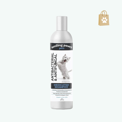 Smiling Paws Pet Medicated Shampoo for Dogs & Cats - Dog Shampoo for Smelly Dogs - Passionfruit Scent (16oz)