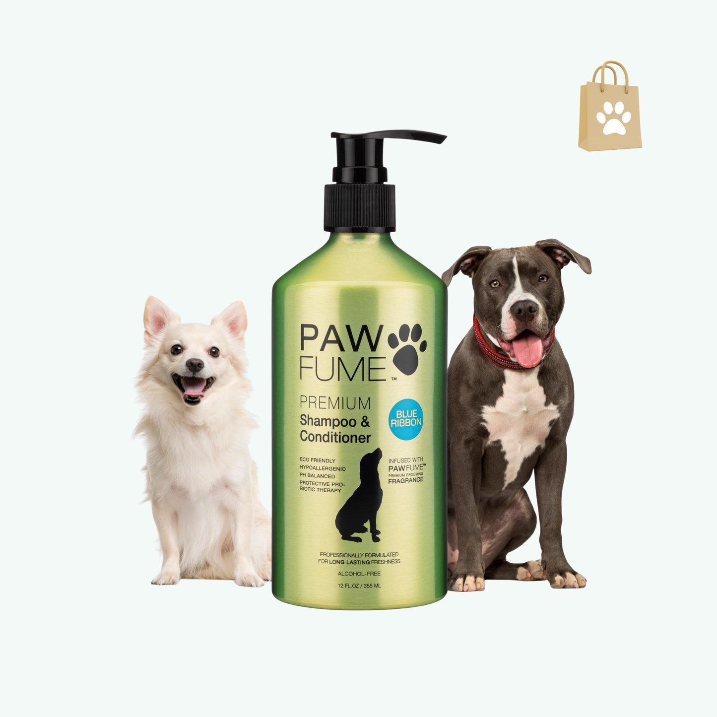 Pawfume Dog Shampoo and Conditioner – Hypoallergenic Dog Shampoo for Smelly Dogs – Best Dog Shampoos & Conditioners – Probiotic Pet Shampoo for Dogs – Best Dog Shampoo for Puppies (Blue Ribbon)