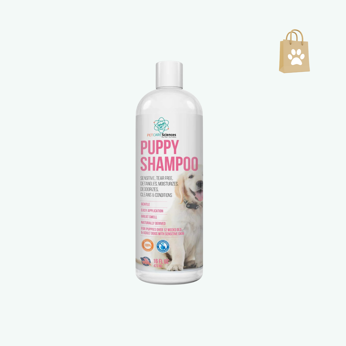 PET CARE Sciences 8 fl oz Tearless Puppy Shampoo and Conditioner - Anti Itch Dog Shampoo Sensitive Skin - Coconut Oil Oatmeal Pet Shampoo for Puppies