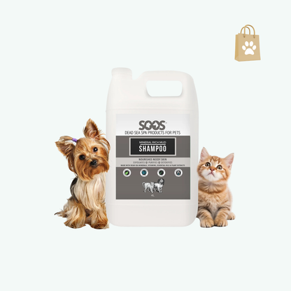 Soos pet Shampoo Mineral Rich Mud Cat and Dog Shampoo Natural Dead Sea Minerals Fast Absorbing - 1x Bottle (4L)