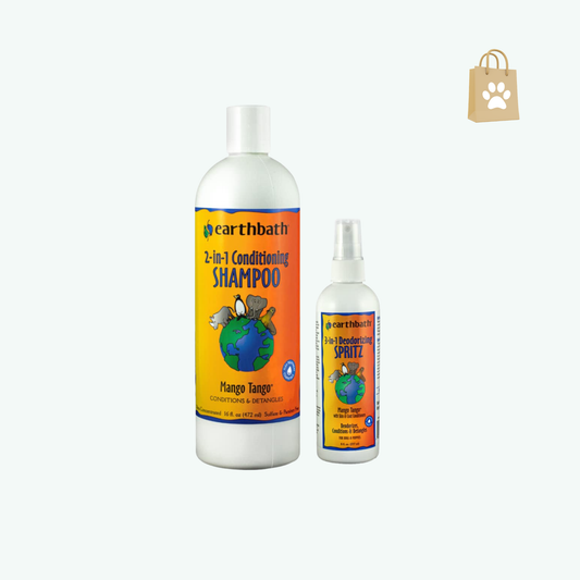 Earthbath Mango Tango 2-in-1 Conditioning Shampoo & Spritz - Cruelty Free Dog Shampoo and Conditioner Made in USA Gentle Dog Conditioner Best Puppy Shampoo & Puppy Supplies Dog Wash - (1 Set)