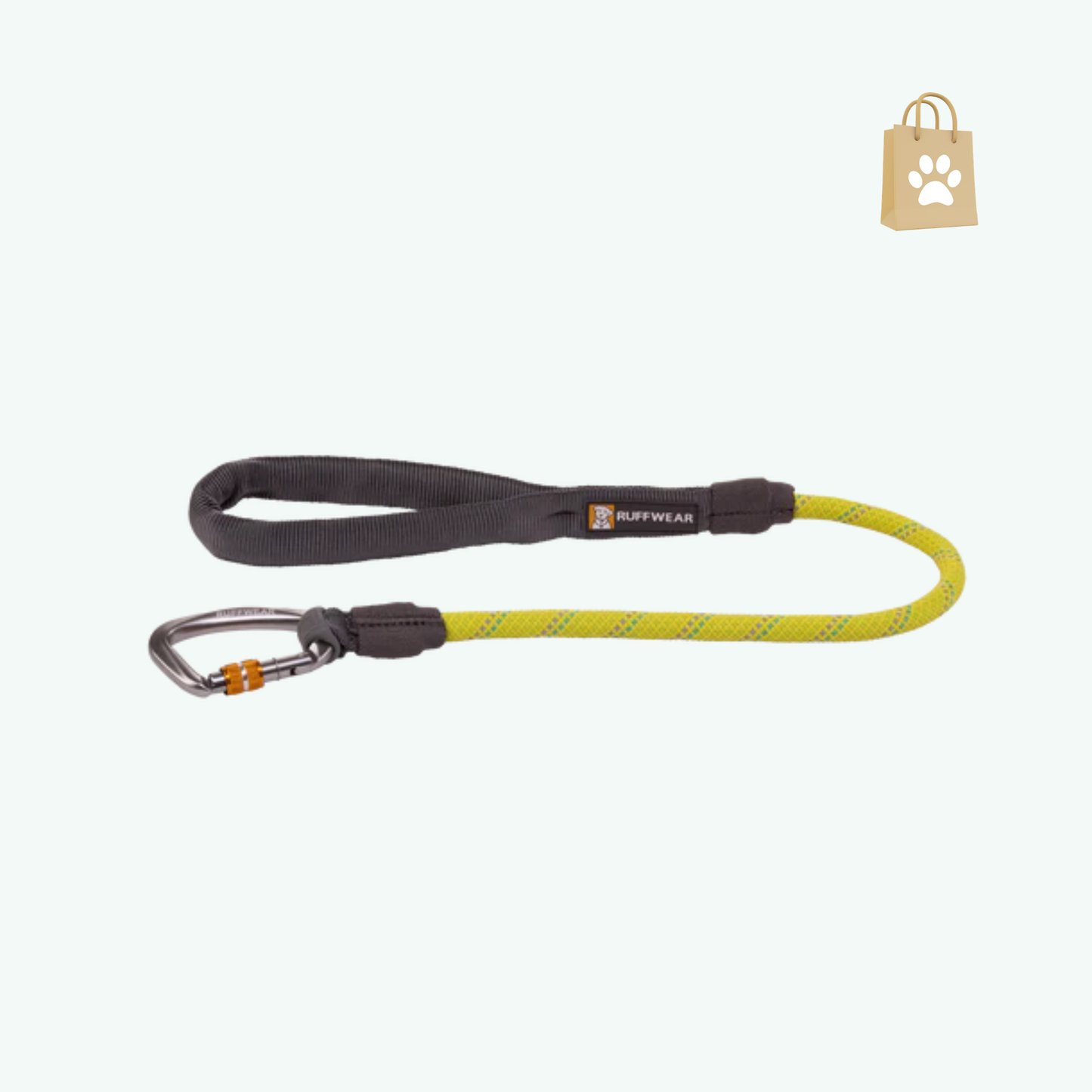 Ruffwear Knot-a-Leash Dog Leash Reflective Rope Lead with Carabiner Lichen Green Small