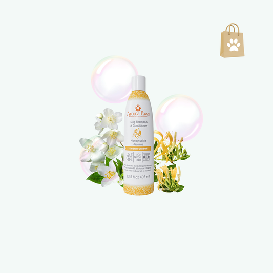 Aroma Paws Dog Shampoo – Cleansing Wash Conditioning Moisturizing – Toxin Free Healthy Ingredients – Aromatic Grooming Puppy Shampoo – Tearless Cleaner Honeysuckle Jasmine