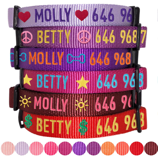 Blueberry Pet Essentials Personalized Dog Collars for Large Dogs | Adjustable & Personalized Dog Collar with Name Tag - Embroidered with Pet Name & Phone Number (Violet Large)