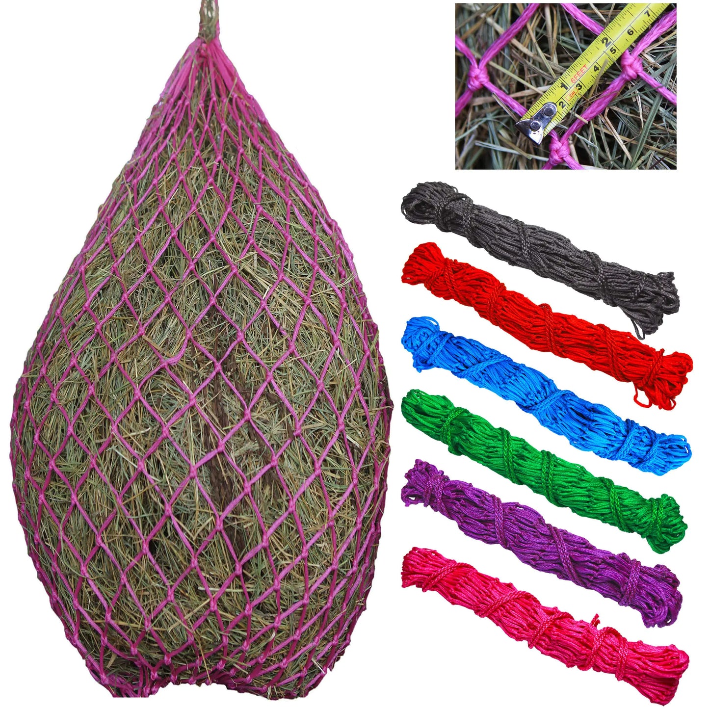 T TEKE Classic Slow hay Feeder hay nets 40" Length with 2" Holes Horse Supplies hay Bags for Horses Goat Feed